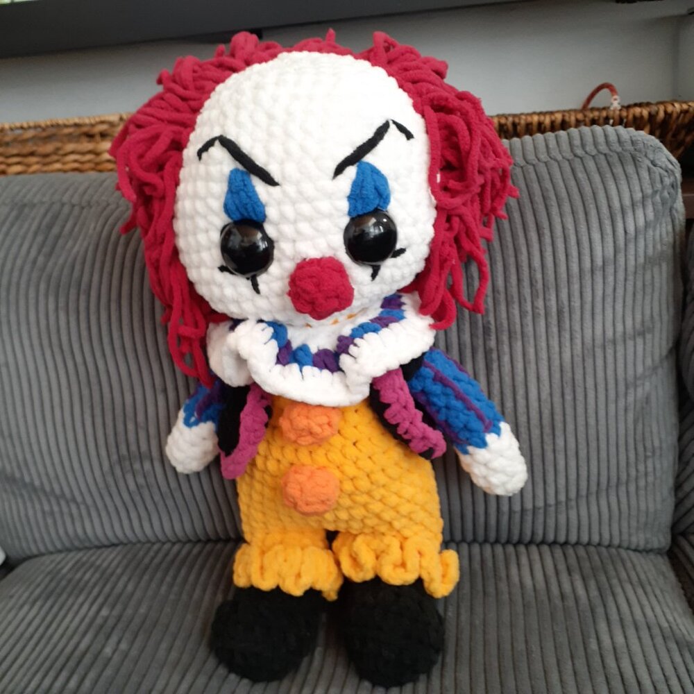 Pennywise the Clown It Crochet Plushie Horror Stuffed Doll Handmade New Large